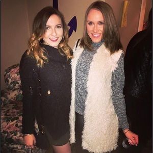 Anthropologie Off-White shag fur vest